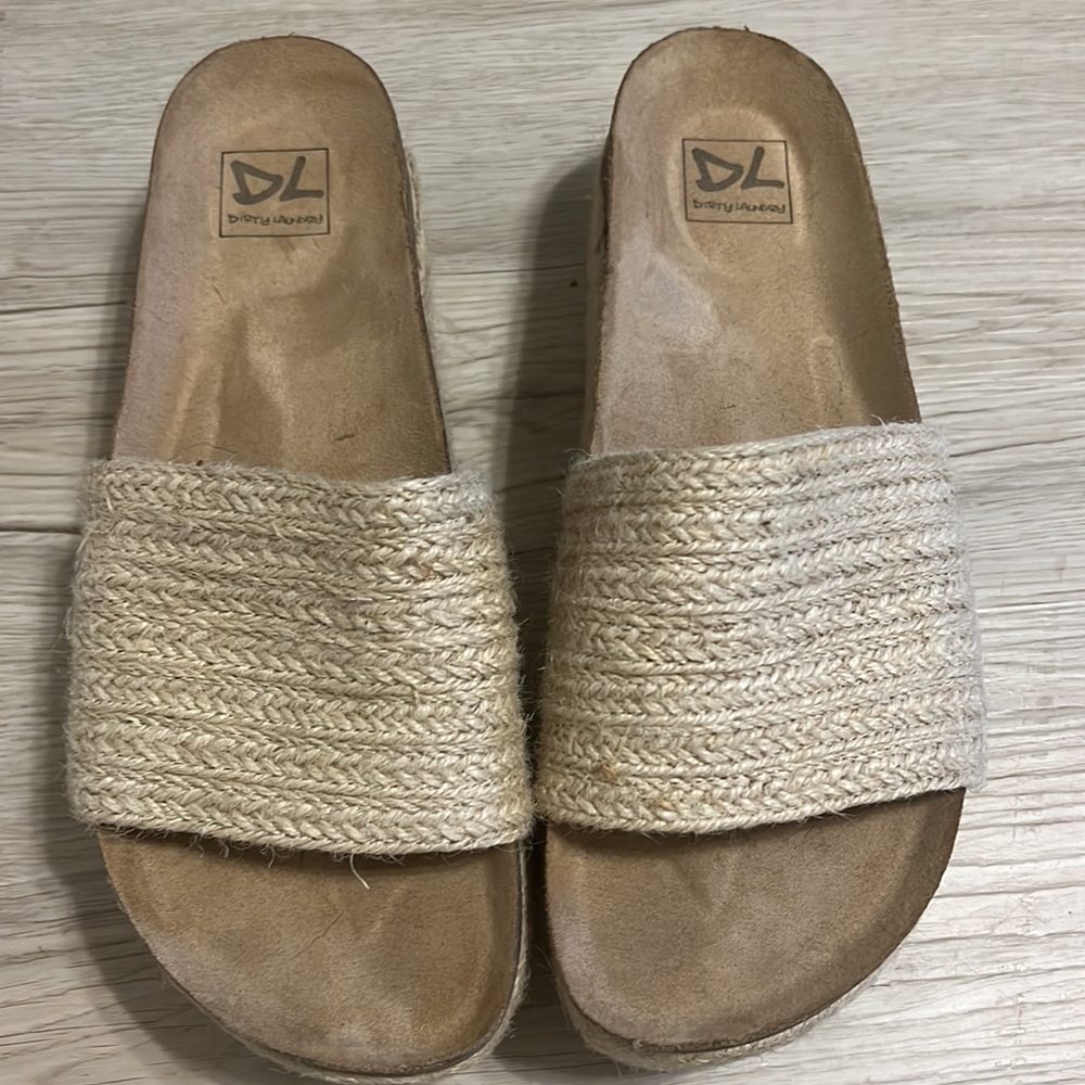 Dirty Laundry raffia platform sandal